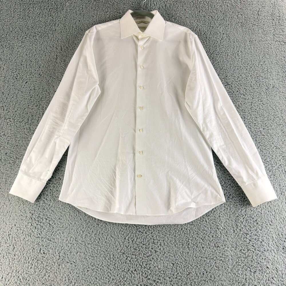 SuitSupply Button-Up Dress Shirt Men Large White Extra Slim Fit Egyptian‎ Cotton